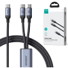 Kabel 2w1 USB-C / 2x USB-C Joyroom Speedy SA21-1T2 150cm 100W w oplocie czarny