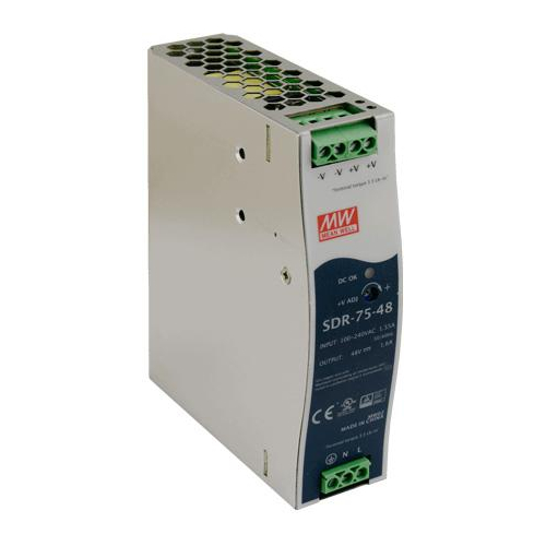 ZASILACZ IMPULSOWY NA SZYNĘ DIN MEAN WELL SDR-75-48 48V/75W/1.6A