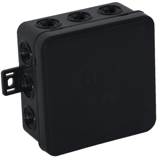 Puszka natynkowa pusta 12 wlotów VIPLAST V6 klik CZARNA IP54 85x85x41mm 036-05