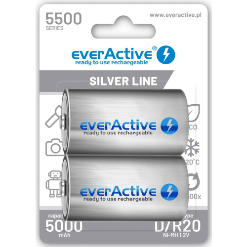 Akumulatorki D / R20 Ni-MH everActive 5500mAh Silver Line (box 2 szt.)