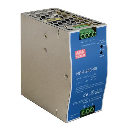 ZASILACZ IMPULSOWY NA SZYNĘ DIN MEAN WELL NDR-240-48 48V/240W/5A