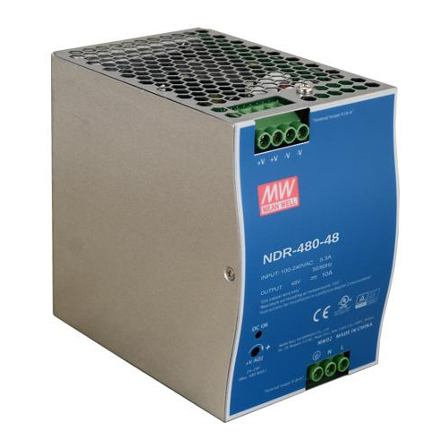 ZASILACZ IMPULSOWY NA SZYNĘ DIN MEAN WELL NDR-480-48 48V/480W/10A