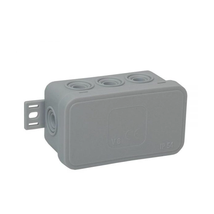 Puszka natynkowa pusta 8 wlotów VIPLAST V8 klik SZARA IP54 80x45x41mm 038-03