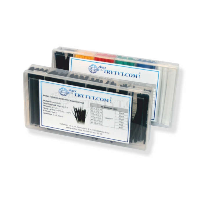 Zestaw rurek termokurczliwych czarnych RT-BOX100-10CZ