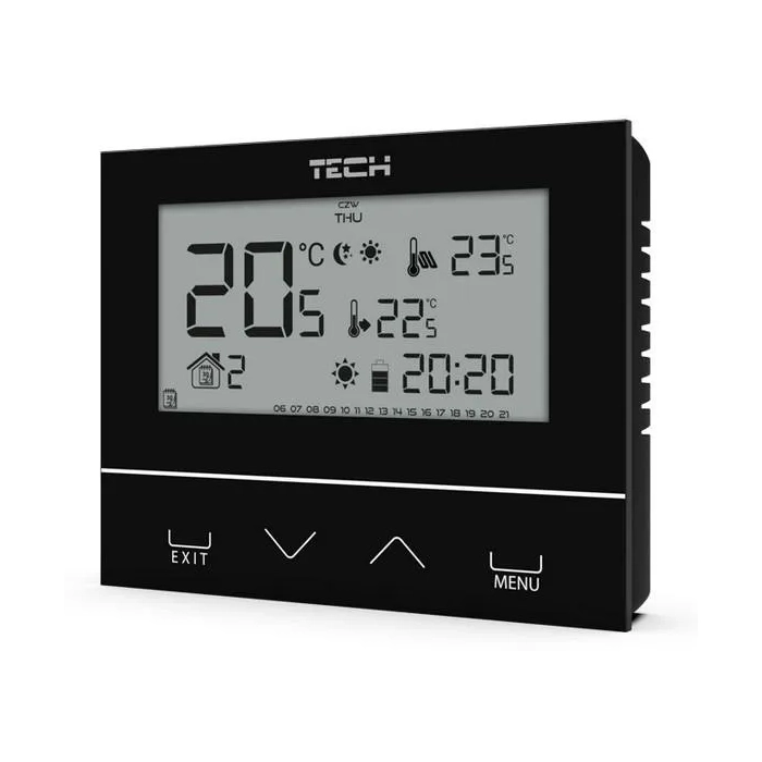 Przewodowy dwustanowy regulator pokojowy czarny ST-292v3 Tech sterowniki