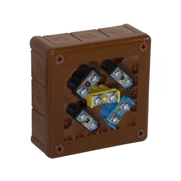 Puszka natynkowa z zaciskami 12 wlotów VIPLAST VP-51 BRĄZOWA IP55 118x118x46mm 051-52