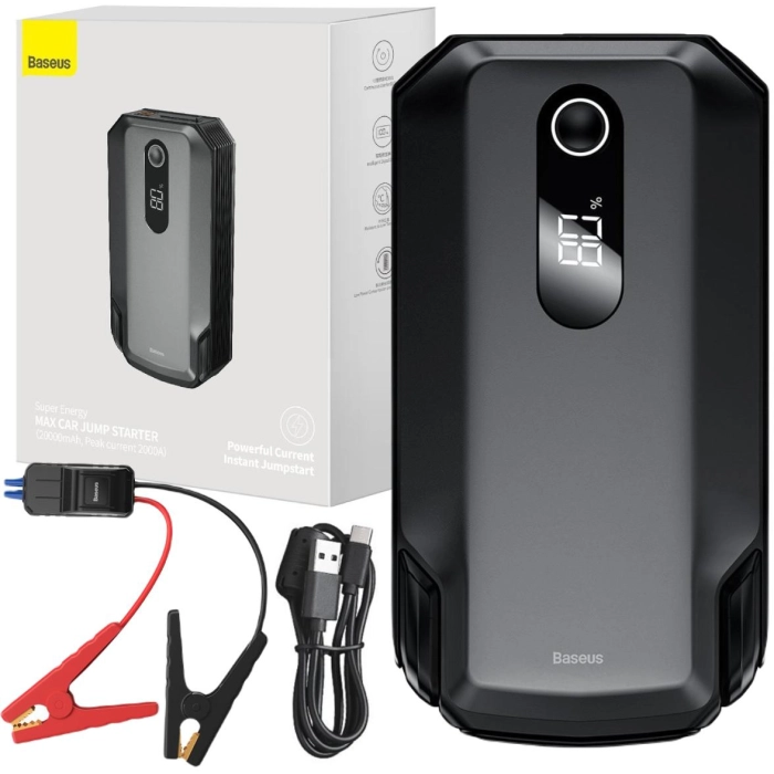 POWERBANK BOOSTER Baseus Max Car Jump Starter CGNL020001 20000mAh 12V 2000A + KABLE KROKODYLKI