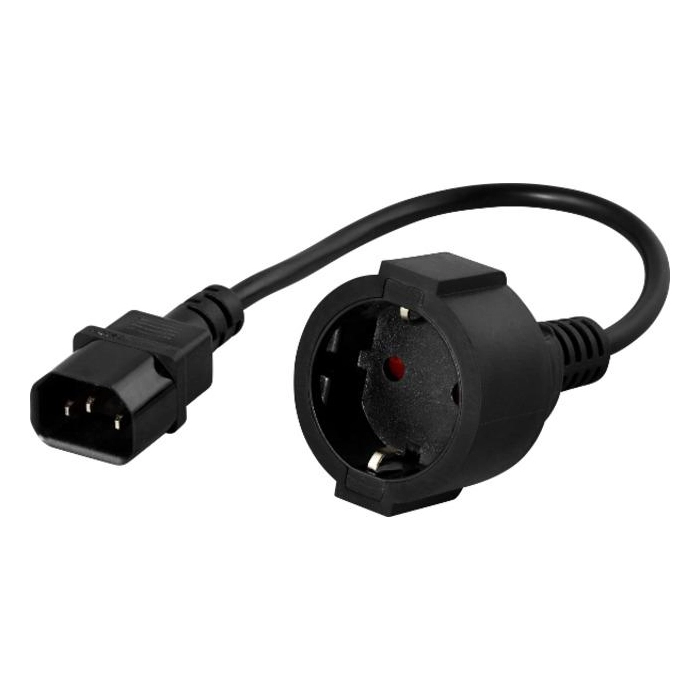 ADAPTER IEC 320 C14(M) / SCHUKO(F) NA KABLU 20CM DO UPS CZARNY PowerWalker