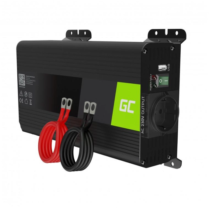 PRZETWORNICA NAPIĘCIA INWERTER Green Cell PRO 12V / 230V 500W/1000W CZYSTA SINUSOIDA INVGC16