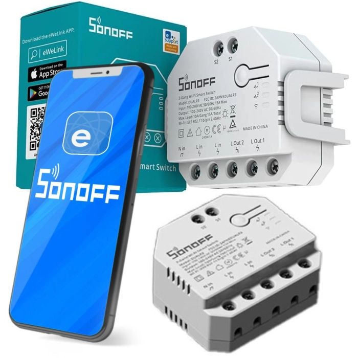 SONOFF sterownik 2-kanałowy roletowy 10A WiFi DUAL R3
