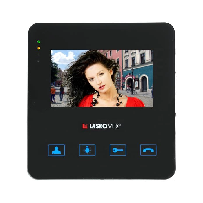 Laskomex Monitor MVC-8251 CZARNY KOLOR 4.3 cala z obsługą centrali portierskiej PR1, funkcją otwierania bramy.