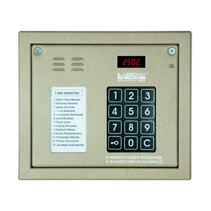 Laskomex CP-2502NR beżowy Panel audio z mini listą lokatorów i z czytnikiem kluczy RFID