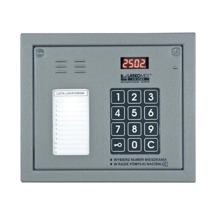 Laskomex CP-2502NR srebrny Panel audio z mini listą lokatorów i z czytnikiem kluczy RFID
