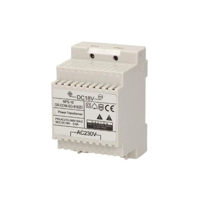 Zasilacz na szynę DIN 18V DC 0,5A ORNO OR-DOM-SG-918ZD do SG-918, SL-924