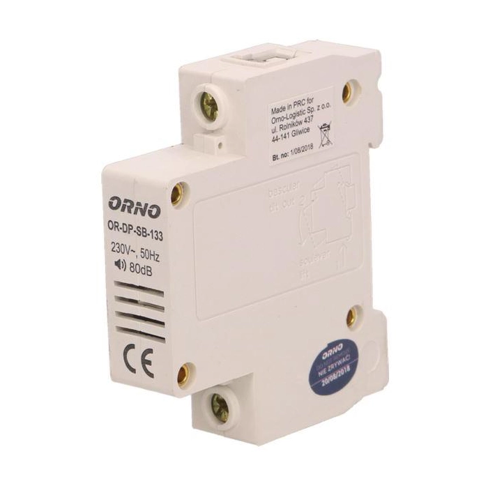 DZWONEK PRZEWODOWY ORNO NA SZYNE DIN-1 MODUŁ OR-DP-SB-133