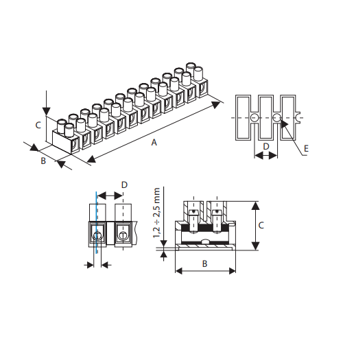 ZŁĄCZKA KOSTKA ELEKTRYCZNA 12-TOROWA 4-16mm2 PP-12-16 BIAŁA (1szt.)