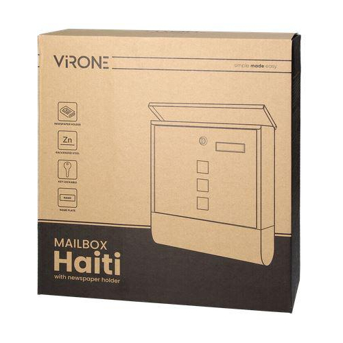 Skrzynka na listy HAITI z gazetnikiem, wizytownikiem i okeinkami, antracyt