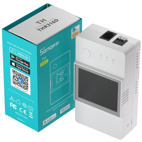 SONOFF TH Elite | THR316D | Przekaźnik Wifi z funkcją pomiaru temperatury oraz wilgotności