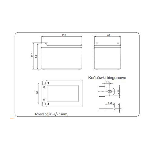 Akumulator AGM ALARMTEC serii BP 12V 12Ah