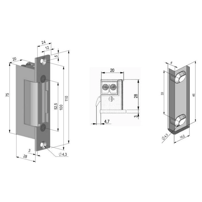 Elektrozaczep symetr., rewers. SCOT ES-S12DC-R PROFI