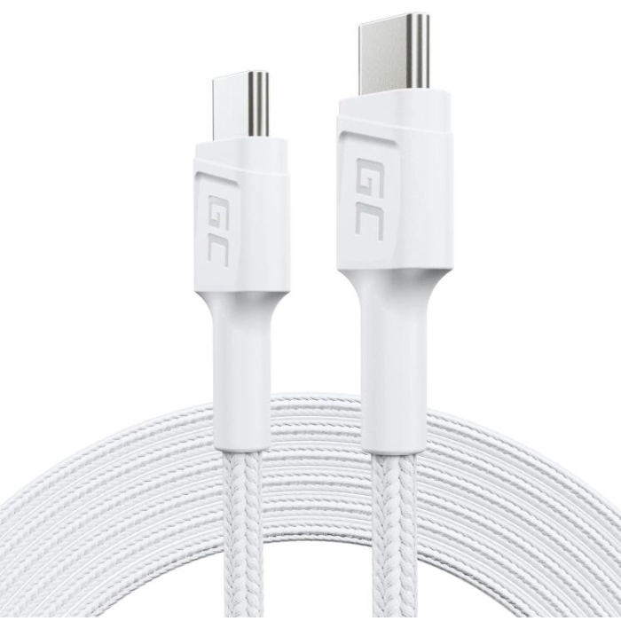 KABEL USB-C / USB-C Green Cell POWERSTREAM 200cm BIAŁY PD 60W ULTRA CHARGE QUICK CHARGE 3.0 KABGC29W