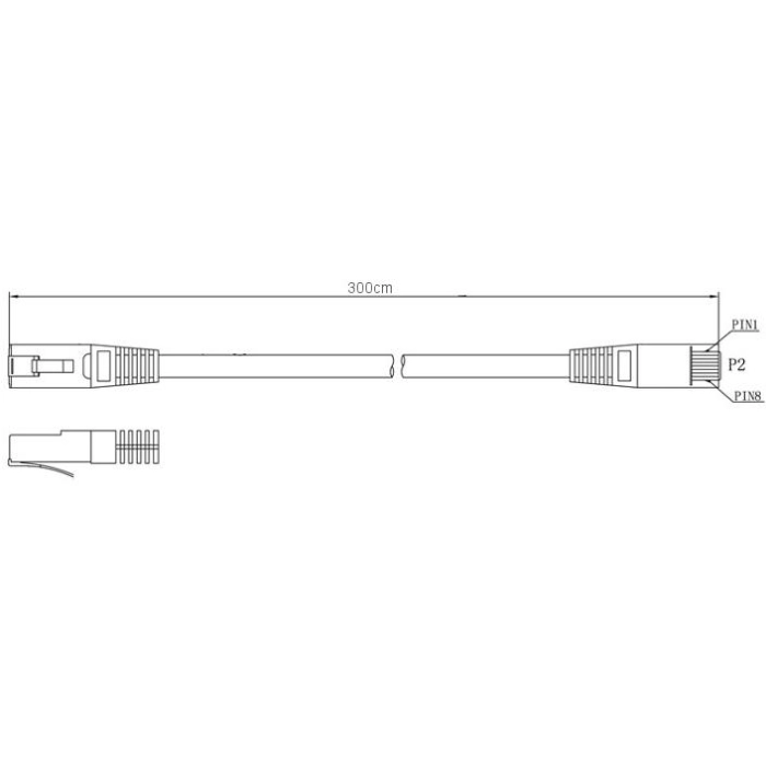 PATCHCORD KAT6 FTP 3M SZARY