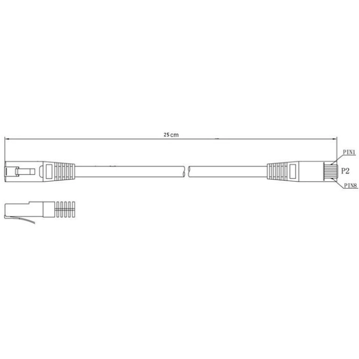 PATCHCORD KAT5E FTP 0,25M SZARY
