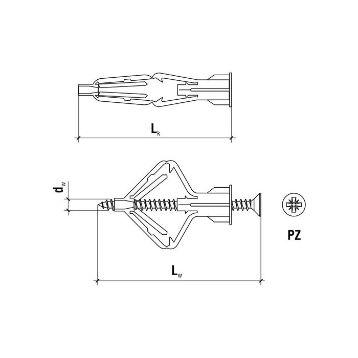 Kołki do karton gipsu 10 x 50 nylon 100szt.