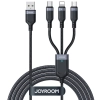 Kabel 3w1 USB-A / USB-C micro-USB Lightning Joyroom S-1T3018A18 120cm 2.4A w oplocie czarny