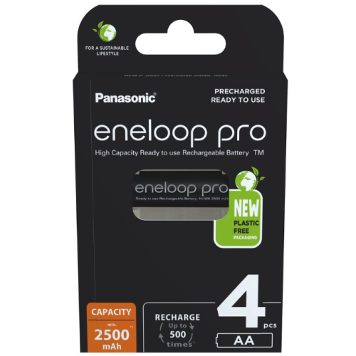 Akumulatorki R6 / AA Panasonic Eneloop PRO 2500mAh Ni-MH BK-3HCDE/4BE (blister 4 szt.)