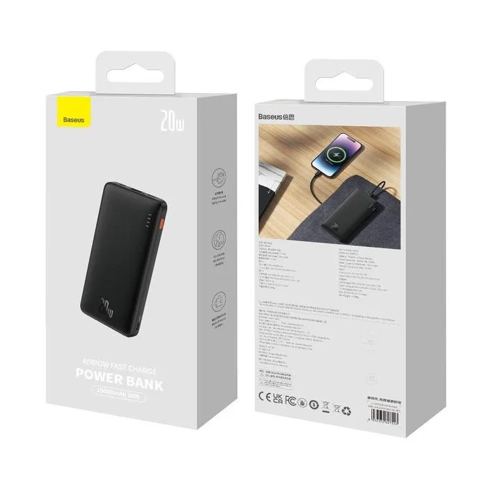 Powerbank Baseus Airpow PPQD090001 10000mAh 20W PD QC 20W USB-A USB-C + kabel