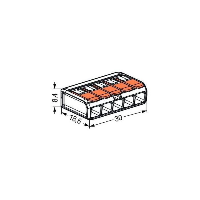Szybkozłączka uniwersalna LINKA/DRUT 5x 0,2-4mm2 WAGO 221-415 (Paczka 25szt.)
