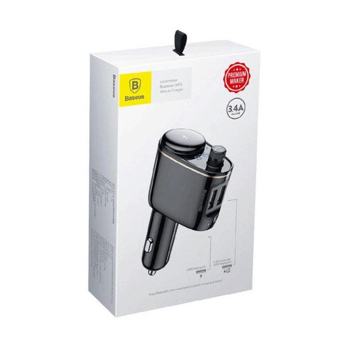 TRANSMITER FM ŁADOWARKA SAMOCHODOWA Baseus Enjoy S-06 3.4A 2x USB-A BT 4.2