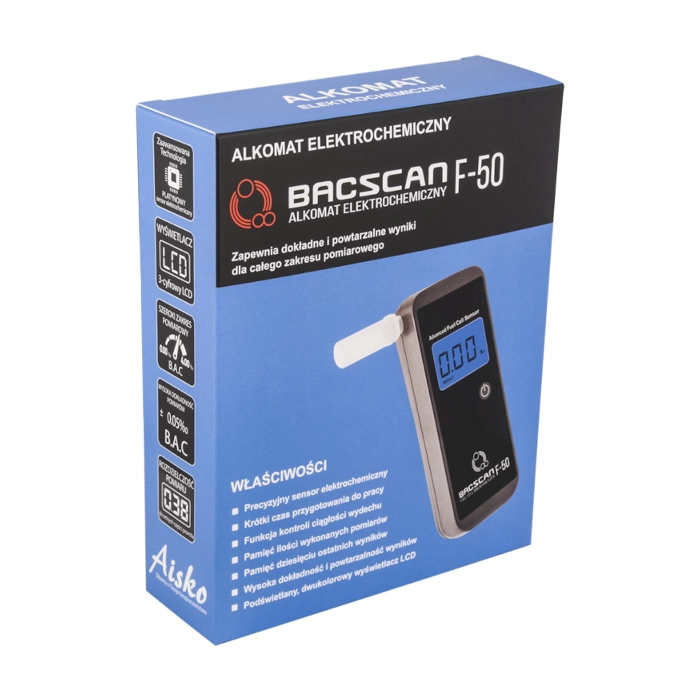 Alkomat BACscan F-50 elektrochemiczny. Kalibracja 24mc - 10 lat gwarancji.