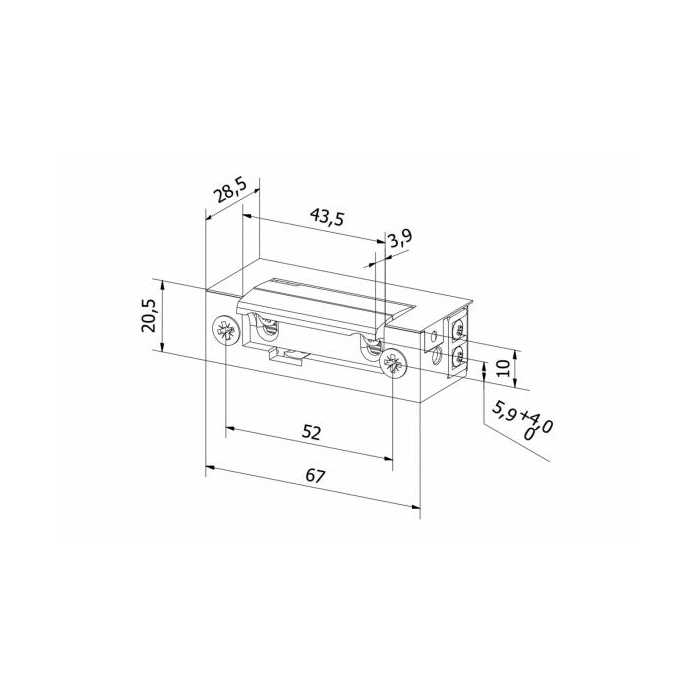 Elektrozaczep BIRA symetryczny ES1-001 12V AC/DC podstawowy