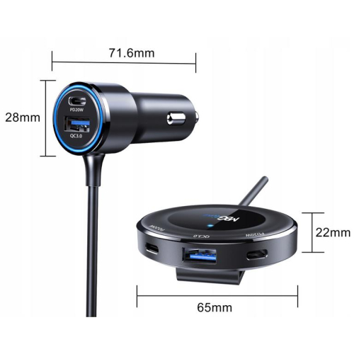 ROZDZIELACZ GNIAZDA ZAPALNICZKI ŁADOWARKA USB PD C78 Pro