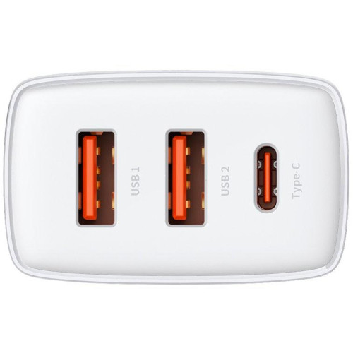 ŁADOWARKA SIECIOWA Baseus Compact Quick Charger CCXJ-E02 30W 2x USB-A 1x USB-C PD 3.0 QC 3.0 BIAŁA