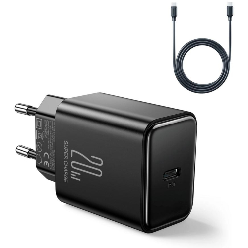 Ładowarka sieciowa Joyroom JR-TCF06 20W PD 3.0 QC 3.0 1x USB-C czarna + kabel