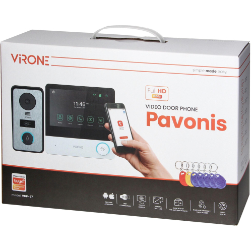 WIDEODOMOFON VIRONE VDP-67 FullHD, czytnik RFID, TUYA