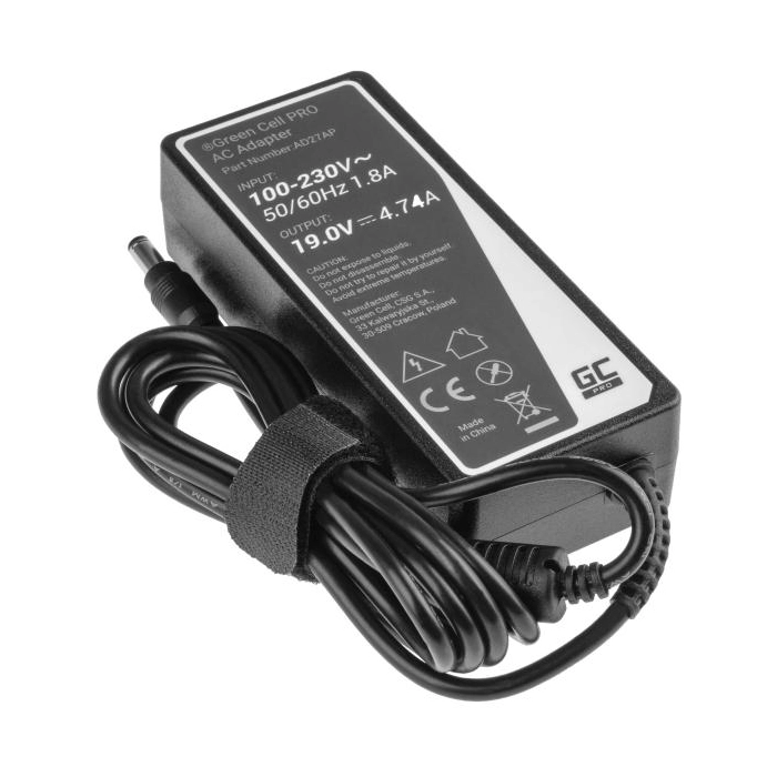ZASILACZ ŁADOWARKA DO LAPTOPA ASUS TOSHIBA Green Cell PRO AD27AP 19V 4,74A 90W 5,5mm/2,5mm