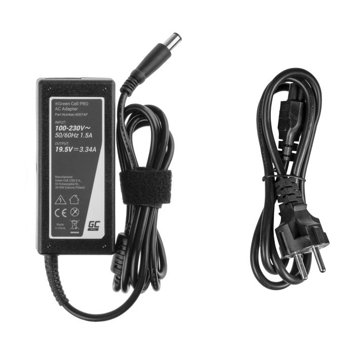 ZASILACZ ŁADOWARKA DO LAPTOPA DELL Green Cell PRO AD07AP 19,5V 3,34A 65W 7,4mm/5,0mm