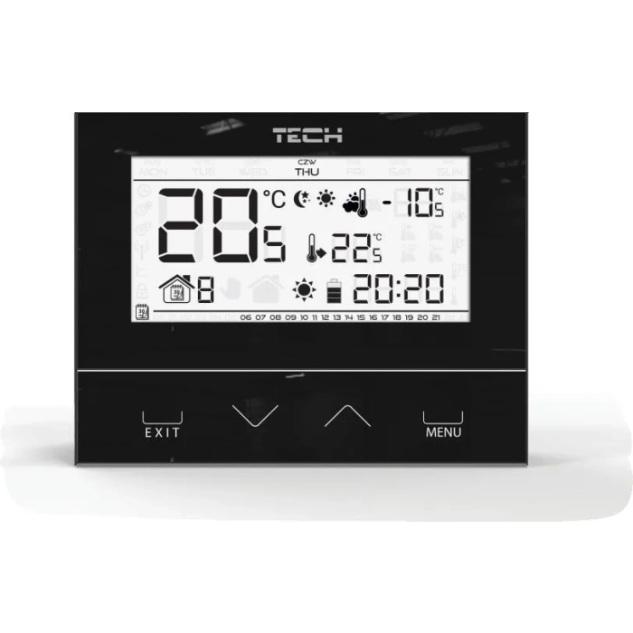 Przewodowy dwustanowy regulator pokojowy czarny ST-292v3 Tech sterowniki