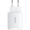 ŁADOWARKA SIECIOWA Baseus Compact Quick Charger CCXJ-E02 30W 2x USB-A 1x USB-C PD 3.0 QC 3.0 BIAŁA