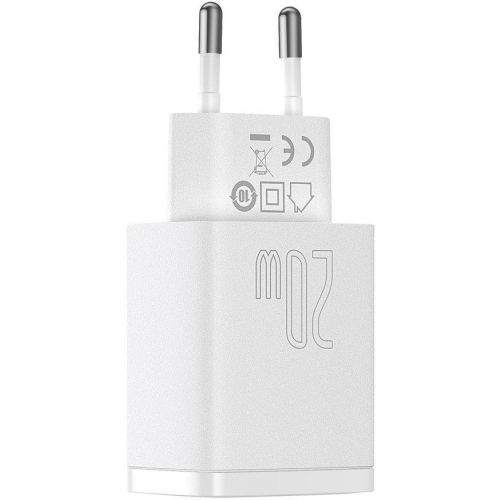 ŁADOWARKA SIECIOWA Baseus Compact Quick Charger CCXJ-B02 20W 1x USB-A 1x USB-C PD 3.0 QC 3.0 BIAŁA