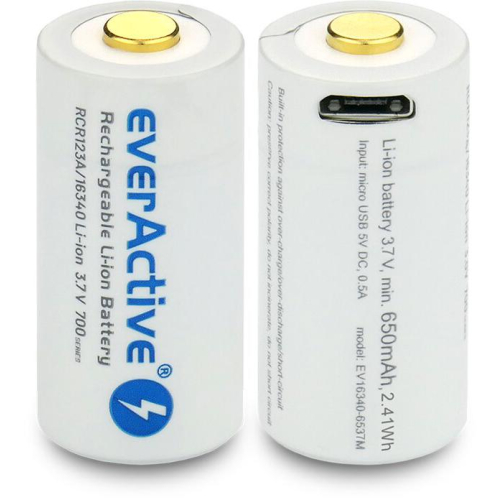 Akumulatorek 16340 / R-CR123 3,7V everActive 700mAh (1 szt.) z zabezpieczeniem