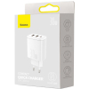 ŁADOWARKA SIECIOWA Baseus Compact Quick Charger CCXJ-E02 30W 2x USB-A 1x USB-C PD 3.0 QC 3.0 BIAŁA