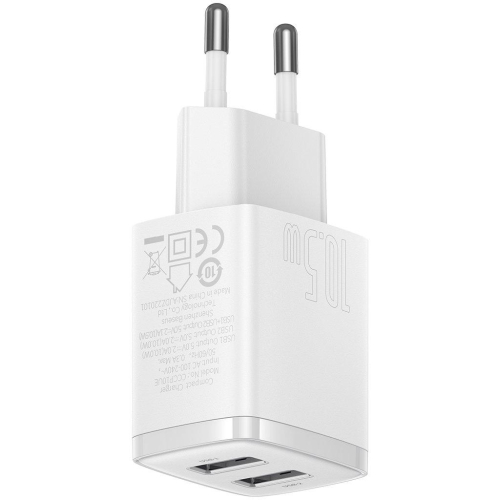ŁADOWARKA SIECIOWA Baseus Compact Charger CCXJ010202 10.5W 2x USB-A BIAŁA