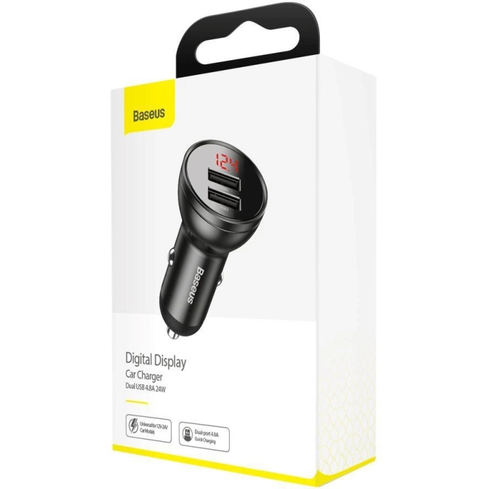 ŁADOWARKA SAMOCHODOWA Baseus Digital Display CCBX-0G 24W 4.8A 2x USB-A CZARNA