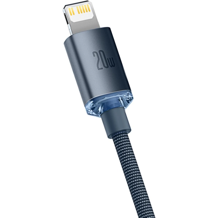 KABEL USB-C / Lightning iPhone Baseus Crystal CAJY000201 1.2m 20W PD Quick Charging CZARNY W OPLOCIE PREMIUM