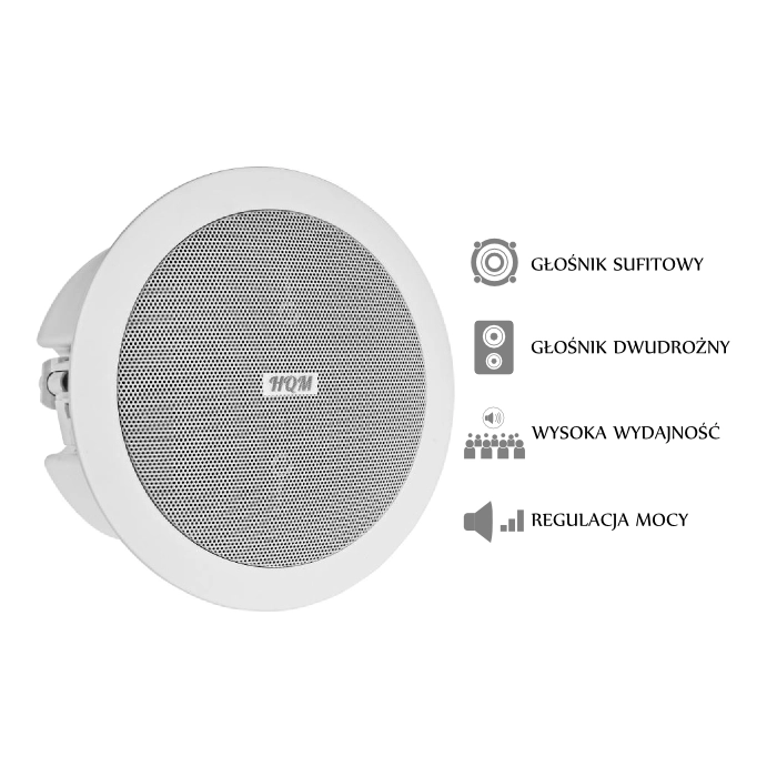 GŁOŚNIK SUFITOWY PA HQM-SOZ1024 10W 100V BIAŁY